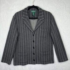 Lauren Ralph Lauren Merino Wool Button Down Pinstripe Blazer